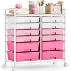12-Drawer Craft Organiser Trolley Cart with Wooden Top
