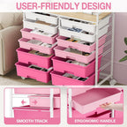 12-Drawer Craft Organiser Trolley Cart with Wooden Top
