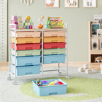 12-Drawer Craft Organiser Trolley Cart with Wooden Top