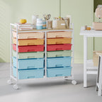 12-Drawer Craft Organiser Trolley Cart with Wooden Top