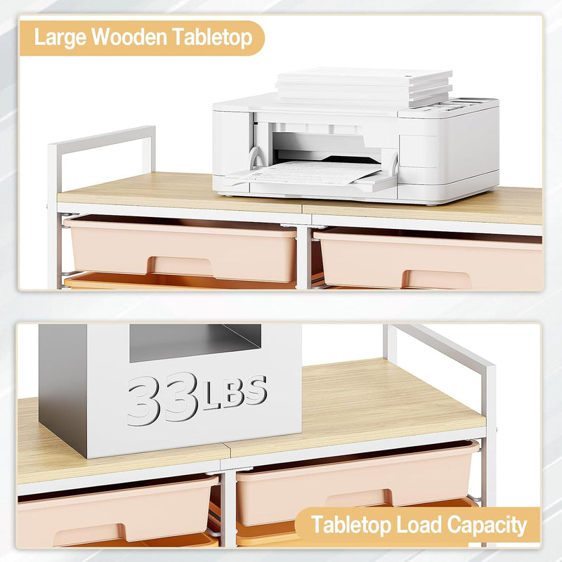 12-Drawer Craft Organiser Trolley Cart with Wooden Top