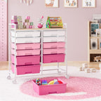 12-Drawer Craft Organiser Trolley Cart with Wooden Top