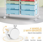 12-Drawer Craft Organiser Trolley Cart with Wooden Top