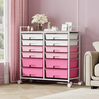 12-Drawer Craft Organiser Trolley Cart with Wooden Top