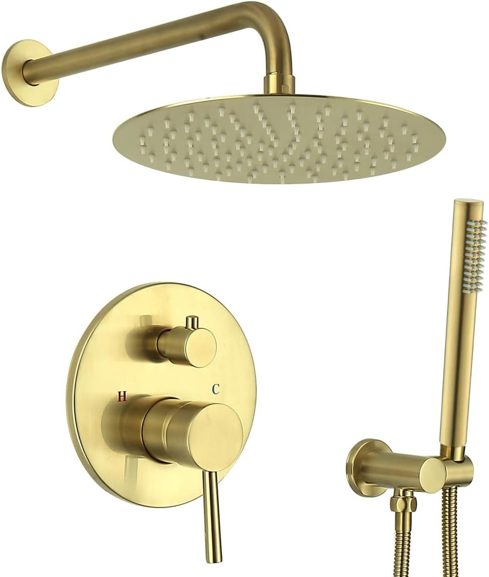 12 Inch Brass Shower System Wall Mounted Concealed