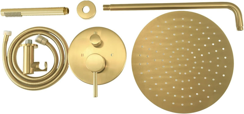 12 Inch Brass Shower System Wall Mounted Concealed