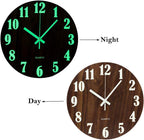 12 Inch Luminous Wall Clock Silent Wooden Design