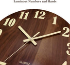 12 Inch Luminous Wall Clock Silent Wooden Design