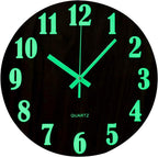 12 Inch Luminous Wall Clock Silent Wooden Design
