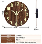 12 Inch Luminous Wall Clock Silent Wooden Design