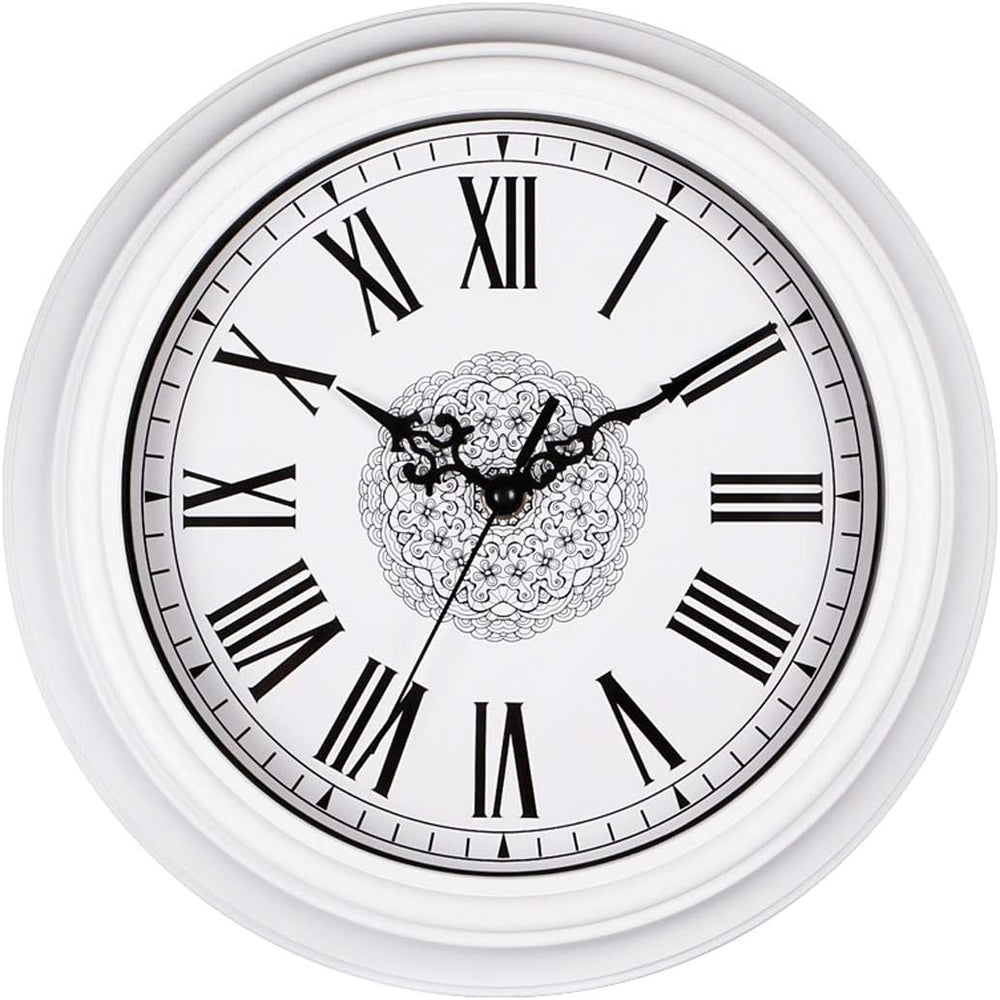 12 Inch Wall Clock Silent Non-Ticking Vintage Roman