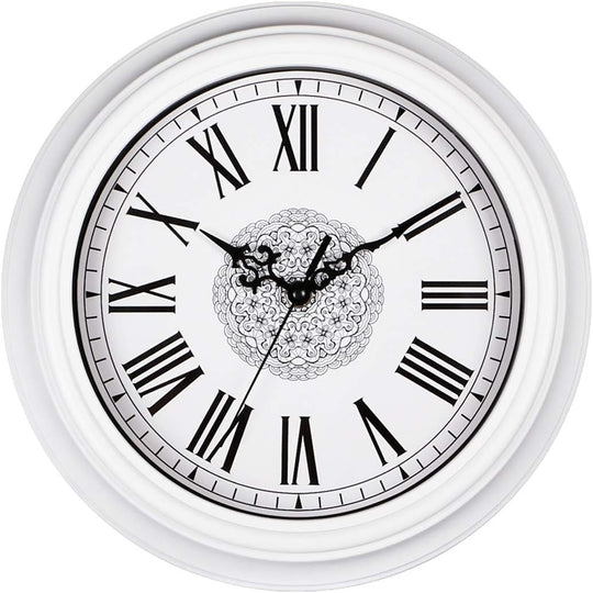 12 Inch Wall Clock Silent Non-Ticking Vintage Roman