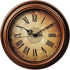 12 Inch Wall Clock Silent Non-Ticking Vintage Roman