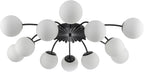 12-Light Modern Brass Ceiling Light Glass Globe Chandelier