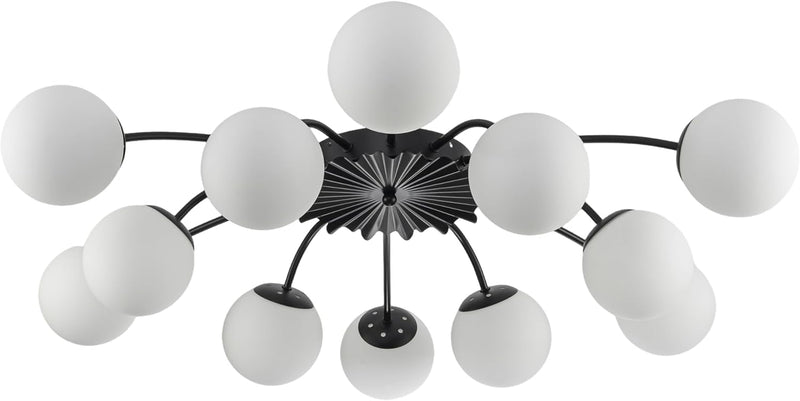 12-Light Modern Brass Ceiling Light Glass Globe Chandelier