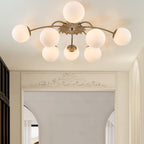 12-Light Modern Brass Ceiling Light Glass Globe Chandelier