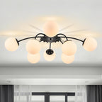 12-Light Modern Brass Ceiling Light Glass Globe Chandelier