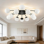 12-Light Modern Brass Ceiling Light Glass Globe Chandelier