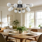 12-Light Modern Brass Ceiling Light Glass Globe Chandelier