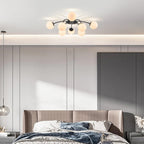 12-Light Modern Brass Ceiling Light Glass Globe Chandelier