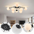 12-Light Modern Brass Ceiling Light Glass Globe Chandelier