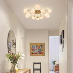 12-Light Modern Brass Ceiling Light Glass Globe Chandelier
