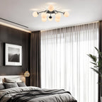 12-Light Modern Brass Ceiling Light Glass Globe Chandelier