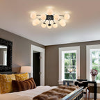 12-Light Modern Brass Ceiling Light Glass Globe Chandelier