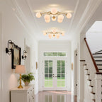 12-Light Modern Brass Ceiling Light Glass Globe Chandelier