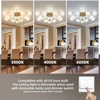 12-Light Modern Brass Ceiling Light Glass Globe Chandelier