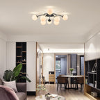 12-Light Modern Brass Ceiling Light Glass Globe Chandelier