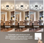 12-Light Modern Brass Ceiling Light Glass Globe Chandelier