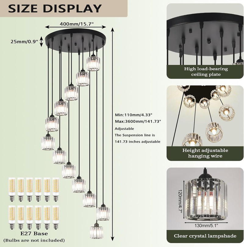 12 Light Raindrop Crystal Chandelier