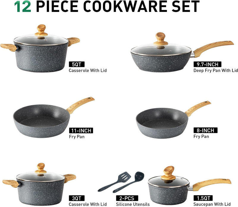 12 Pieces Nonstick Pots and Pans Set Cookware
