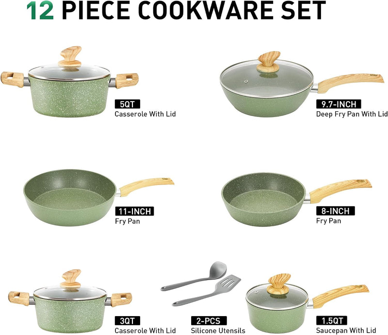 12 Pieces Nonstick Pots and Pans Set Cookware