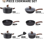 12 Pieces Nonstick Pots and Pans Set Cookware