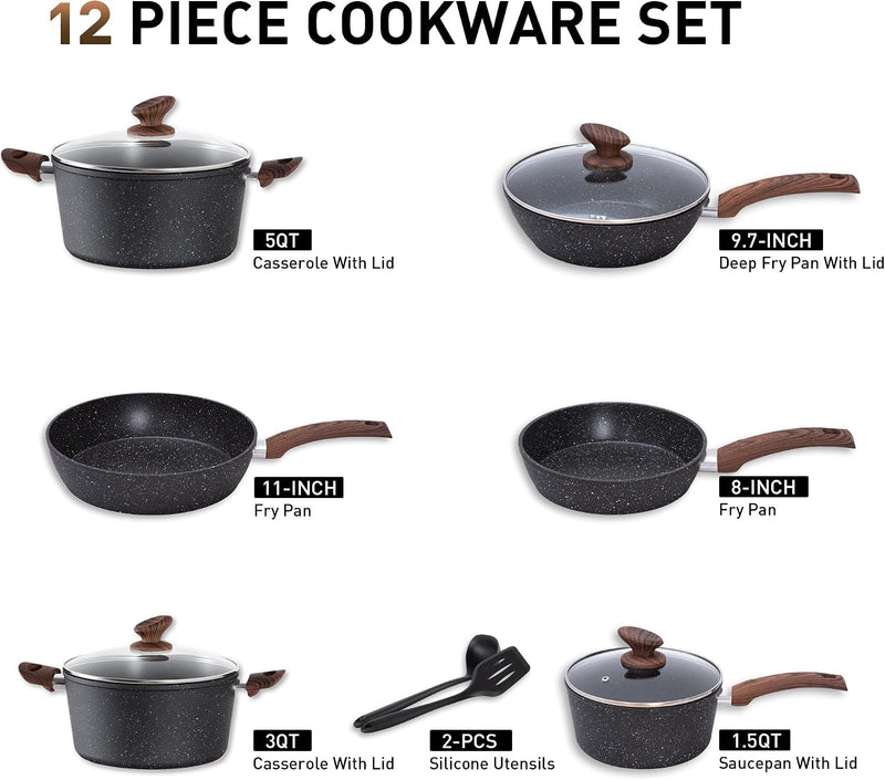 12 Pieces Nonstick Pots and Pans Set Cookware