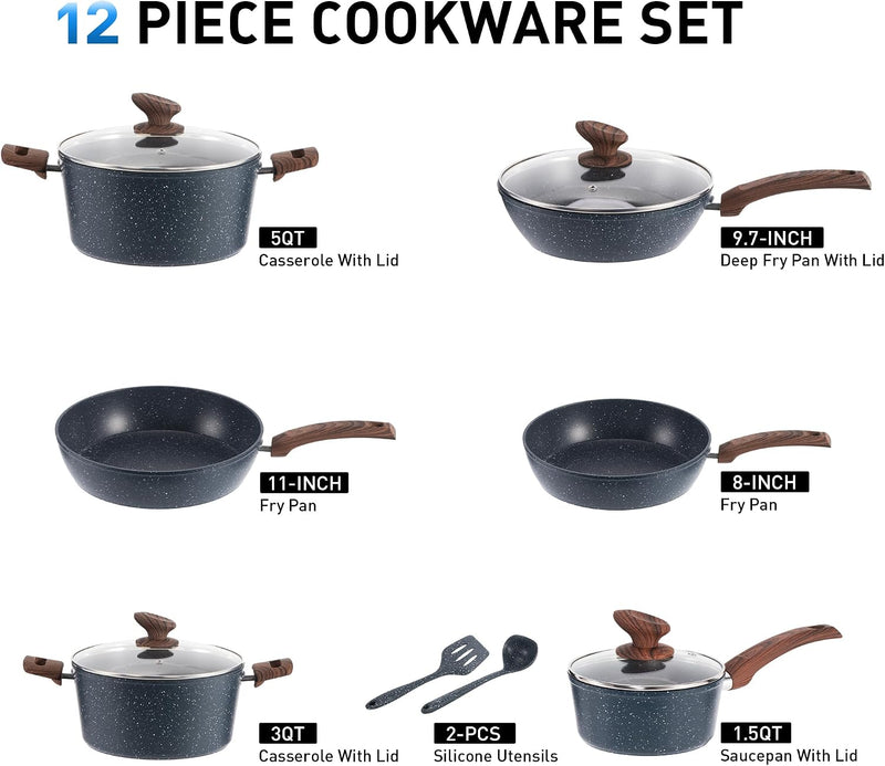 12 Pieces Nonstick Pots and Pans Set Cookware