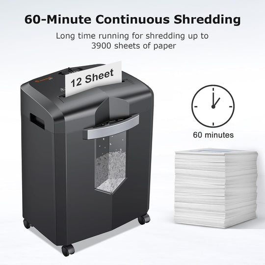 12-Sheet Micro-Cut Heavy Duty Paper Shredder for Home