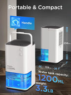 1200ML Electric Dehumidifier with Ultra Quiet Auto Shut
