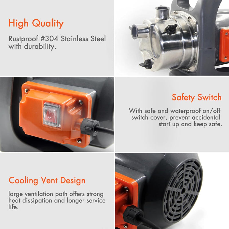 1200W Portable Garden Booster Jet Pump 3500L H