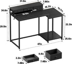 120CM Computer Desk with 3 Drawers Printer Shelf