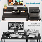 120CM Computer Desk with 3 Drawers Printer Shelf