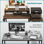 120CM Computer Desk with 3 Drawers Printer Shelf