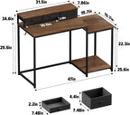 120CM Computer Desk with 3 Drawers Printer Shelf