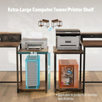 120CM Computer Desk with 3 Drawers Printer Shelf
