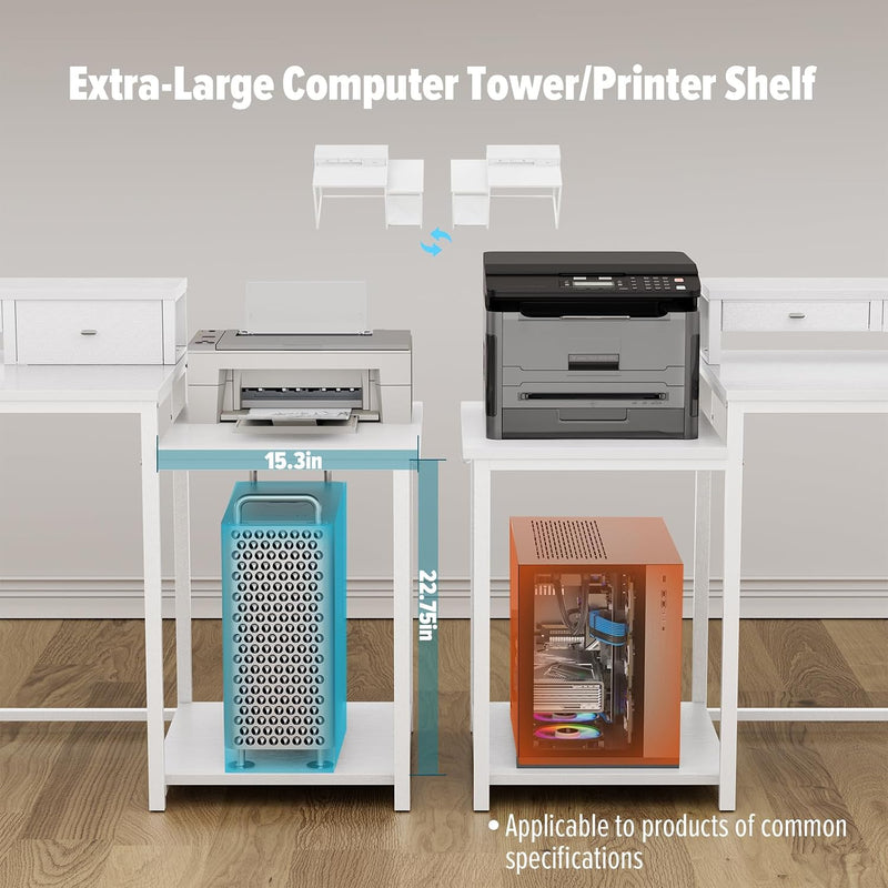 120CM Computer Desk with 3 Drawers Printer Shelf