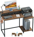120CM Computer Desk with 3 Drawers Printer Shelf