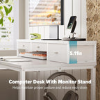 120CM Computer Desk with 3 Drawers Printer Shelf