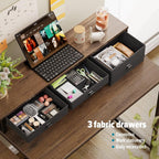 120CM Computer Desk with 3 Drawers Printer Shelf